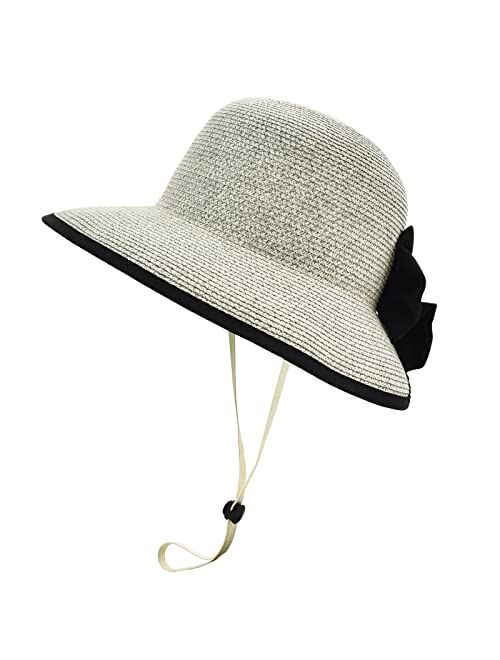 Somaler Sun Hats for Women Wide Brim Straw Beach Hat UV UPF 50+ Foldable Summer Sun Hat