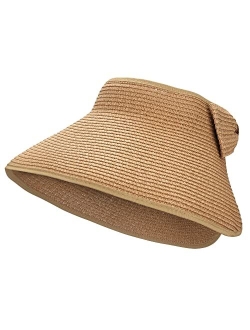 Naivlizer Women Wide Brim Sun Hat UPF50 Straw Summer Hat Floppy Beach Hat Roll-Up