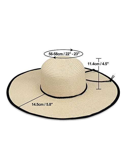 Naivlizer Women Wide Brim Sun Hat UPF50 Straw Summer Hat Floppy Beach Hat Roll-Up