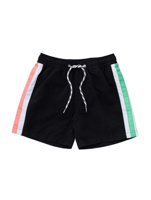 Snapper Rock Toddler Child Boys Black Retro Stripe Volley Board Short