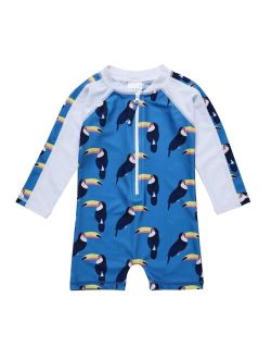 Snapper Rock Baby Boys Moki Sea Blue Toucan LS Sunsuit