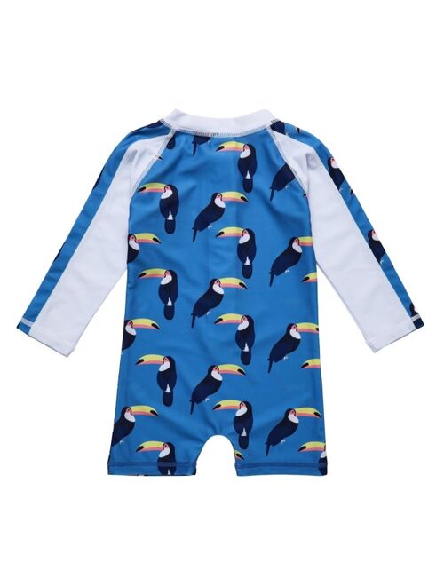 Snapper Rock Baby Boys Moki Sea Blue Toucan LS Sunsuit