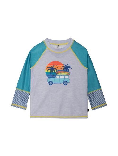 Deux par Deux Boy Long Sleeve Rashguard Turquoise & Grey - Child