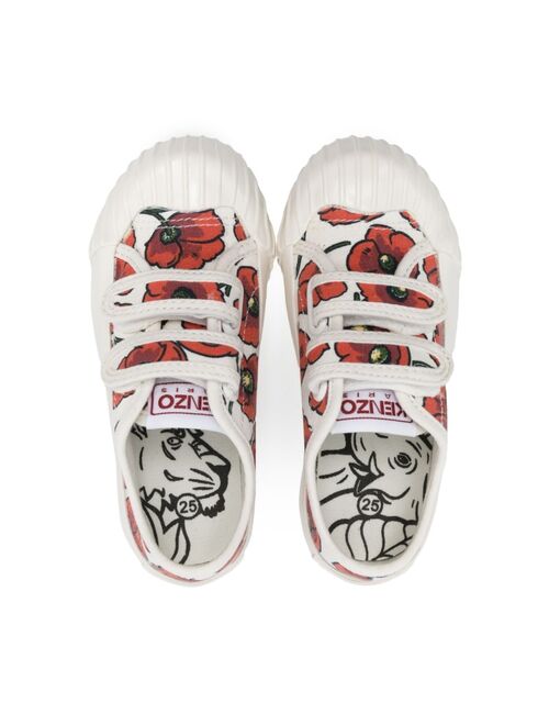 Kenzo Kids Poppy-print touch-strap trainers