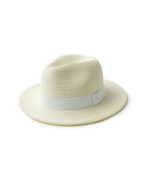 Joywant Womens Straw Fedora Beach Sun Hat, Packable Wide Brim Panama Hat for Women UV UPF50+ Summer Hat-Abby