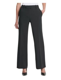 Women's Solid High-Rise Wide-Leg Career Pants