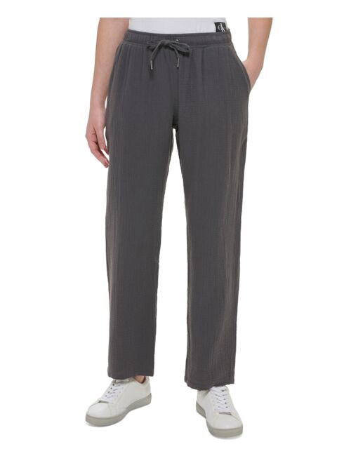 CALVIN KLEIN JEANS Women's Cotton Crepe Drawstring-Waist Pants