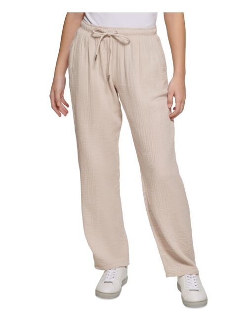 CALVIN KLEIN JEANS Women's Cotton Crepe Drawstring-Waist Pants