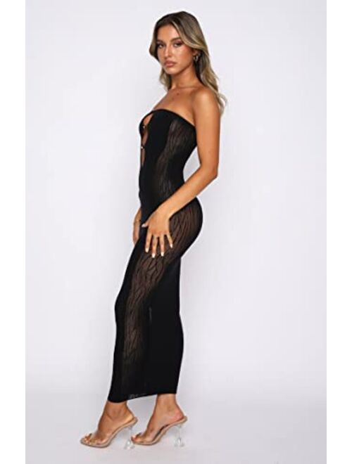 Kmbangi Women Cutout Backless Maxi Dress Sexy Sleeveless Split Cocktail Dresses Bodycon Spaghetti Strap Long Dress Party