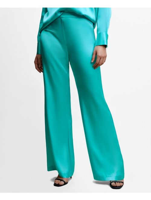 MANGO Women's Satin Palazzo Pants