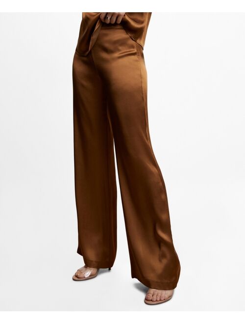 MANGO Women's Satin Palazzo Pants