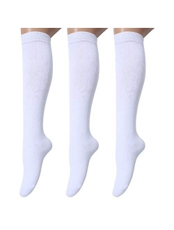 Leotruny 3 Pairs Women's Cotton Opaque Knee High Socks