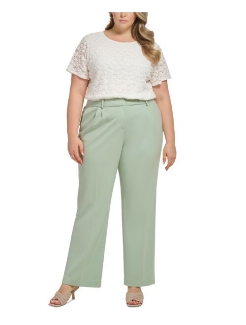 CALVIN KLEIN Plus Size Mid-Rise Wide-Leg Pants