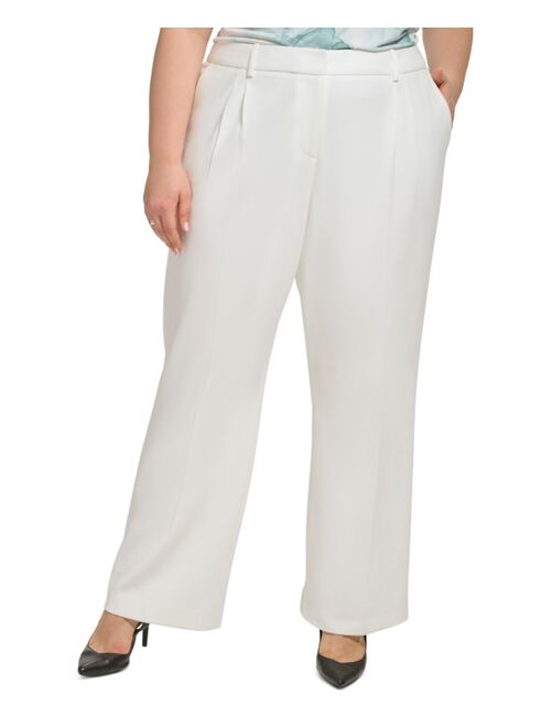 CALVIN KLEIN Plus Size Mid-Rise Wide-Leg Pants