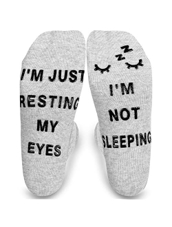 Leotruny I'm Not Sleeping I'm Just Resting My Eyes Novelty Funny Socks Birthday Gifts for Men Women Dad Boyfriend