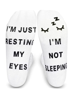 Leotruny I'm Not Sleeping I'm Just Resting My Eyes Novelty Funny Socks Birthday Gifts for Men Women Dad Boyfriend