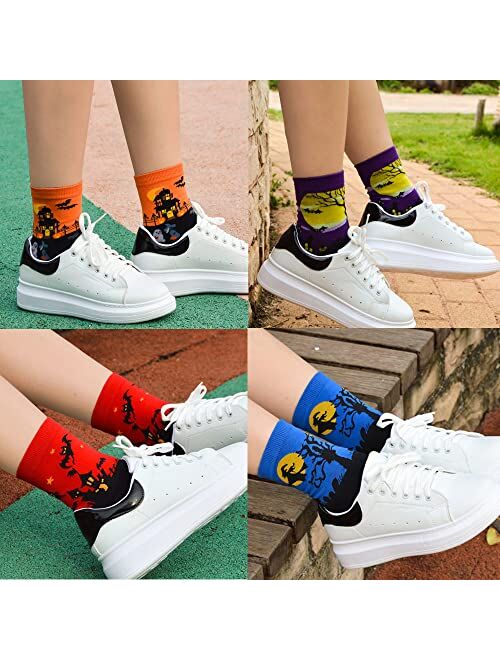 Leotruny Women's Halloween Colorful Cotton Socks 5-pack