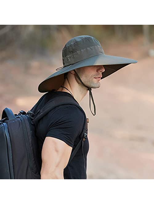 Leotruny Super Wide Brim Bucket Hat UPF50+ Waterproof Sun Hat for Fishing Hiking Camping