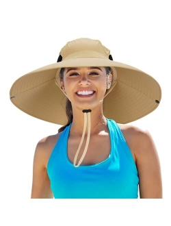 Leotruny Women Super Wide Brim Sun Hat UPF50+ Waterproof Bucket Hat for Fishing, Hiking, Camping