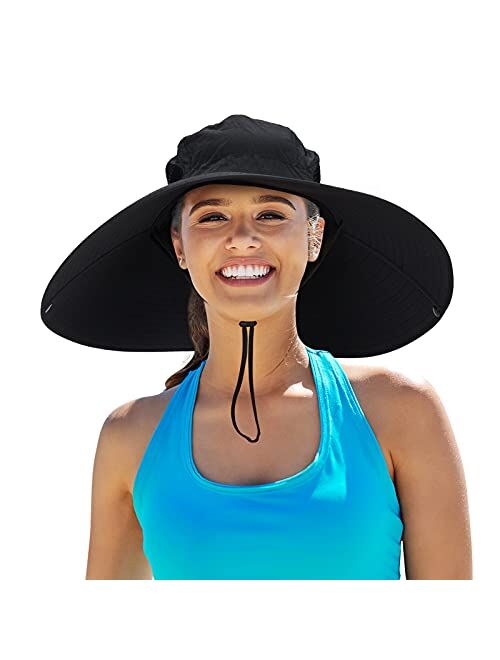 Leotruny Women Super Wide Brim Sun Hat UPF50+ Waterproof Bucket Hat for Fishing, Hiking, Camping