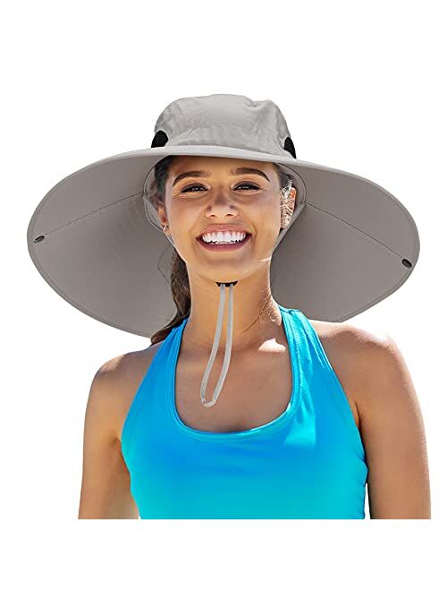 Leotruny Women Super Wide Brim Sun Hat UPF50+ Waterproof Bucket Hat for Fishing, Hiking, Camping