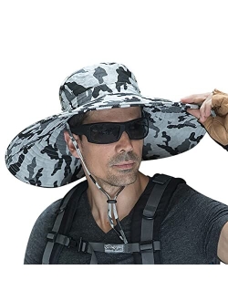 Leotruny Men Wide Brim Sun Hats UPF50+ Waterproof Breathable Bucket Hat for Fishing, Hiking, Camping