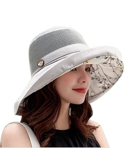 Leotruny Mesh Sun Hats Women Summer Beach UV Protection UPF50+ Packable Wide Brim Cap Chin Strap