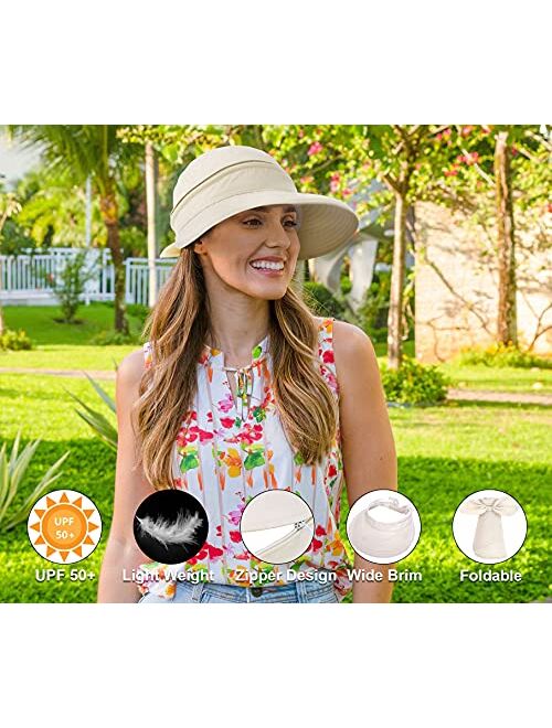 Verabella Womens Beach Hat Summer Lightweight Sun hat for Hiking Sun Protection 2 in 1 Visor Sun Protection Hat