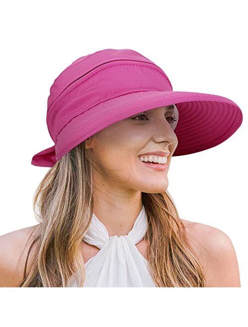 Verabella Womens Beach Hat Summer Lightweight Sun hat for Hiking Sun Protection 2 in 1 Visor Sun Protection Hat