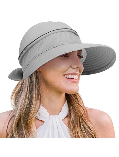 Verabella Womens Beach Hat Summer Lightweight Sun hat for Hiking Sun Protection 2 in 1 Visor Sun Protection Hat