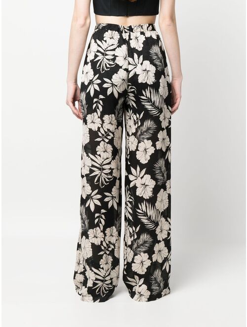 PINKO floral-print wide-leg trousers