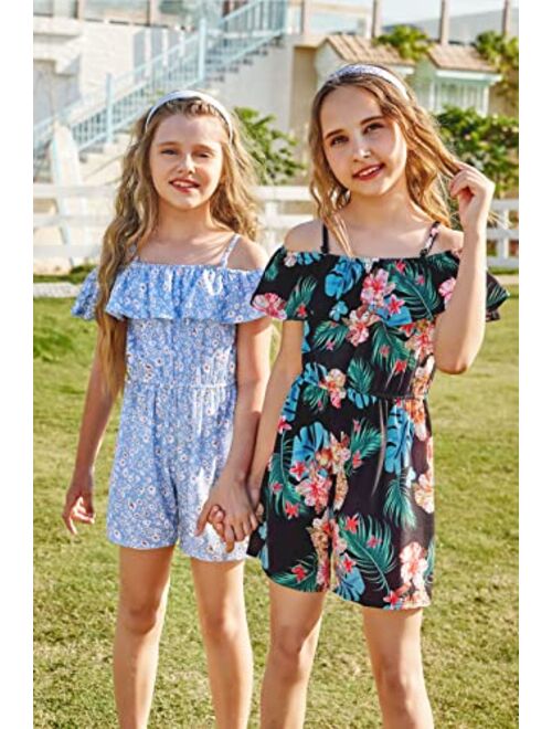 Arshiner Girls Kids Jumpsuit Off Shoulder Ruffle Romper Playsuit Summer Outfits Clothes Set