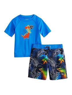 Toddler Boy ZeroXposur Tropical Floral Rash Guard Top & Swim Trunks Set