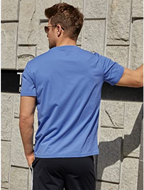 Diorlv Men's Performance T-Shirt Wrinkle-Resistant Quick Dry Short Sleeve Moisture Wicking UPF 50+ Sun Protection Athletic