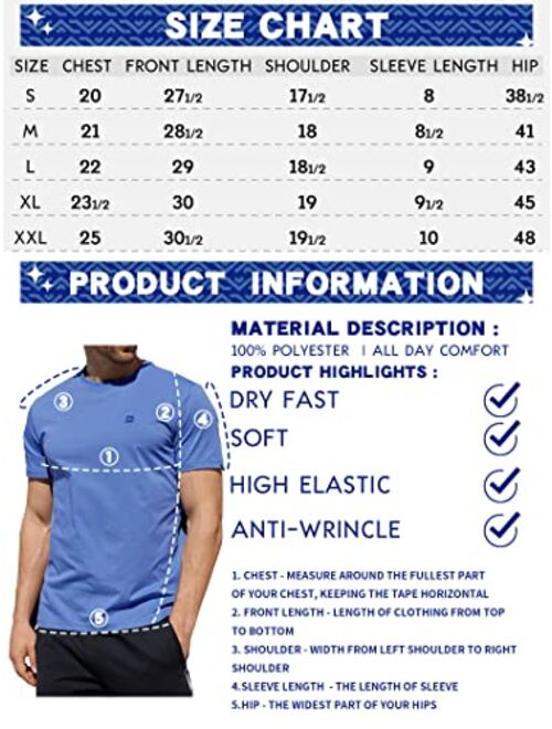 Diorlv Men's Performance T-Shirt Wrinkle-Resistant Quick Dry Short Sleeve Moisture Wicking UPF 50+ Sun Protection Athletic