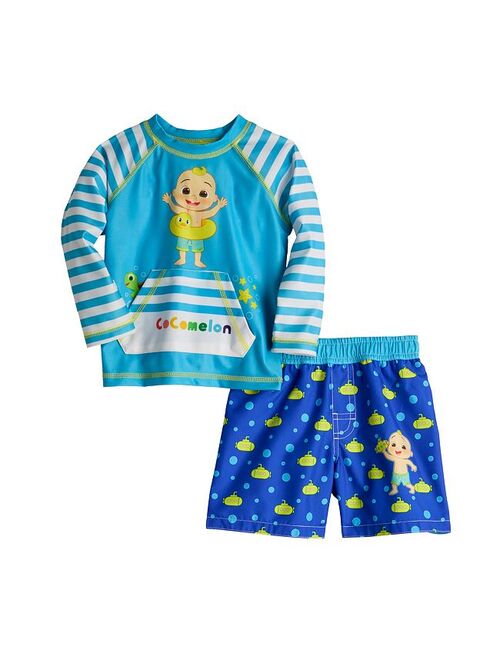 licensed character Baby Boy Cocomelon Rash Guard & Swim Trunks Set