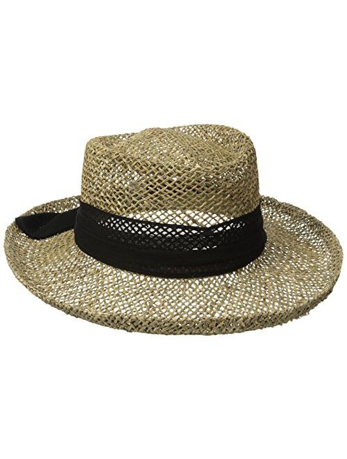 San Diego Hat Co. San Diego Hat Company Women's One Size Seagrass Gambler with Poly Chiffon Band