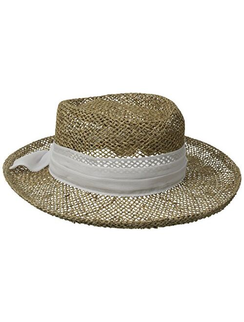 San Diego Hat Co. San Diego Hat Company Women's One Size Seagrass Gambler with Poly Chiffon Band