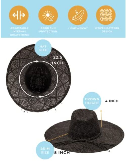 San Diego Hat Co. San Diego Hat Company Women's Wide Brim Sun Hat Fedora with Woven Pattern