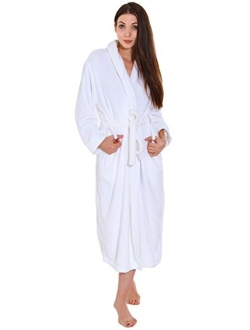 Verabella Women's Fleece Robe Long Plush Hooded Bathrobe with Pockets