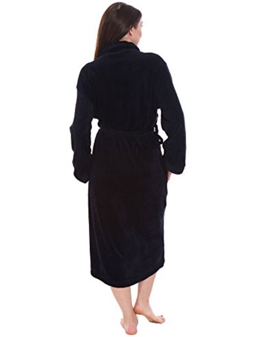 Verabella Women's Fleece Robe Long Plush Hooded Bathrobe with Pockets