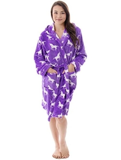 Verabella Womens Winter Soft Plush Long Sleeve Hooded Bath Lounge Robe