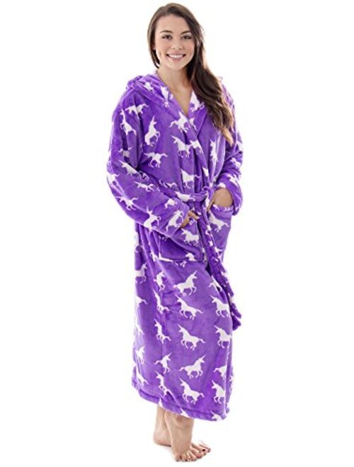 Verabella Womens Winter Soft Plush Long Sleeve Hooded Bath Lounge Robe