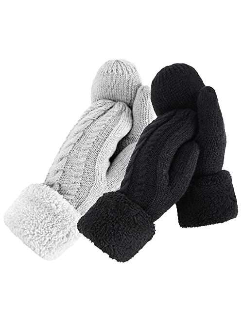 Verabella Womens Mittens Winter Knit Fleece Wool Gloves Womens Mittens Cold Weather