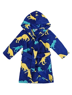 Verabella Boys Girls' Plush Soft Fleece Printed Hooded Cover up