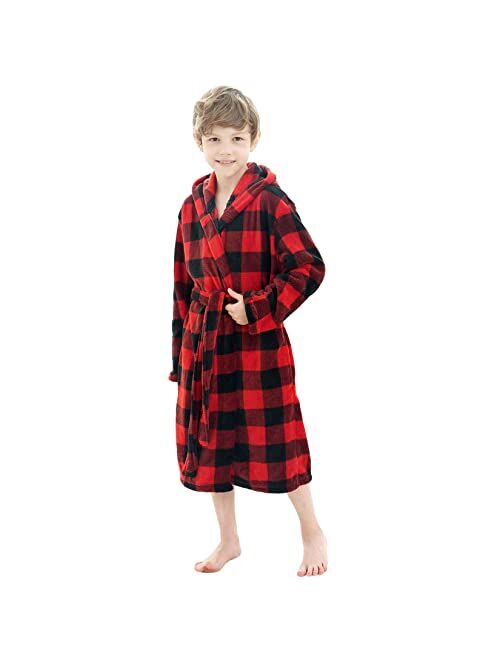 Verabella Boys Girls' Plush Soft Fleece Printed Hooded Cover up