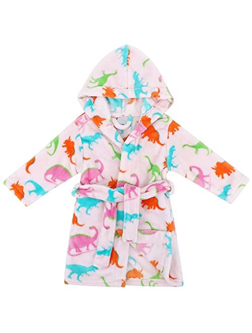 Verabella Boys Girls' Plush Soft Fleece Printed Hooded Cover up