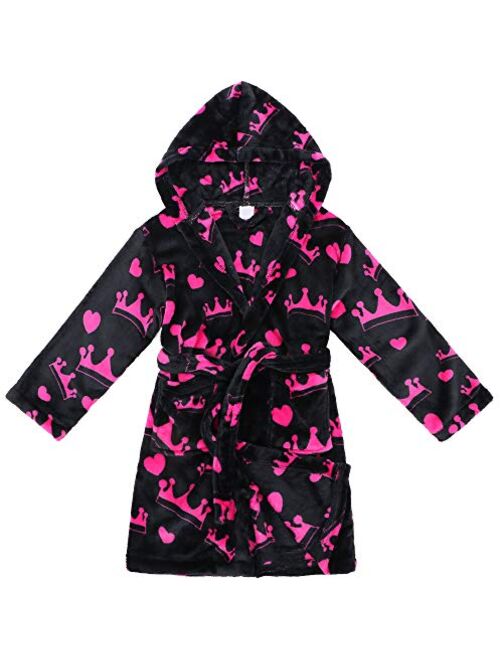 Verabella Boys Girls' Plush Soft Fleece Printed Hooded Cover up