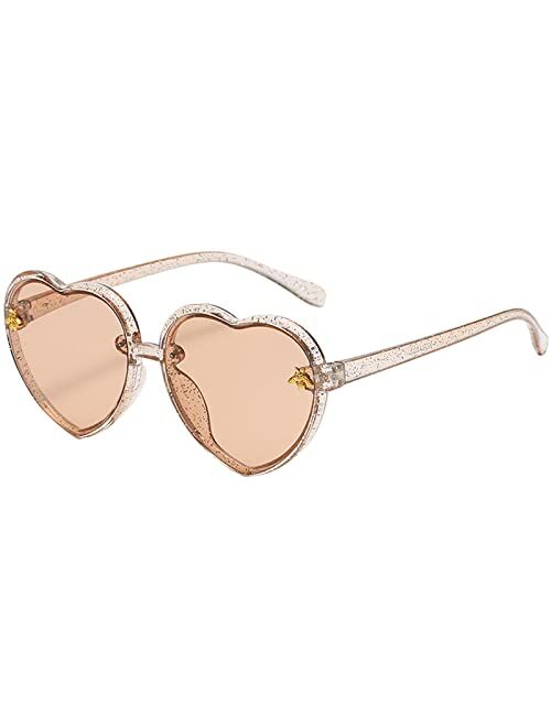 Kepoita Kids Heart Shaped Sunglasses for Toddler Girls Age 3-10 Cute Fashion UV400 Protection