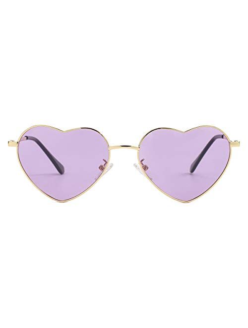 Jovakit Kids Polarized Heart Shape Sunglasses for Toddler Girls Age 3-10, Cute Lovely Style Metal Frame UV400 Protection Sun Glasses